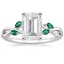 18K White Gold Willow Ring With Lab Emerald Accents, smalltop view