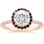 14K Rose Gold Waverly Halo Diamond Ring with Black Diamond Accents, smalltop view