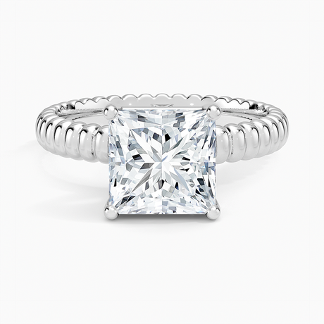 18K White Gold Petra Textured Solitaire Ring
