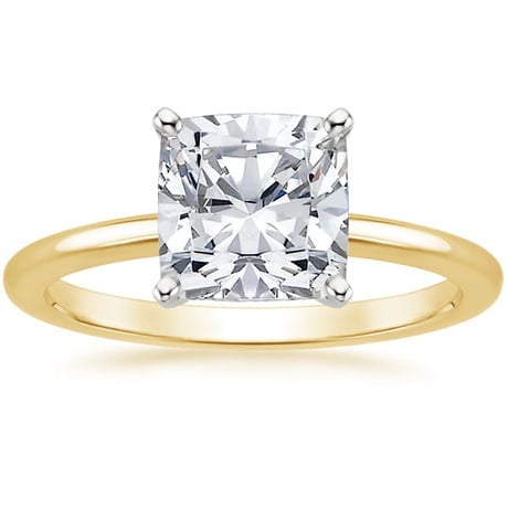 18K Yellow Gold Four-Prong Petite Comfort Fit Ring with Whisper Eternity Diamond Ring