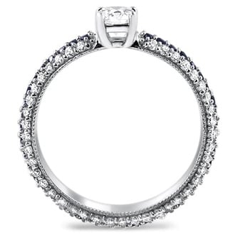 Custom Multi-Row Diamond and Sapphire Milgrained