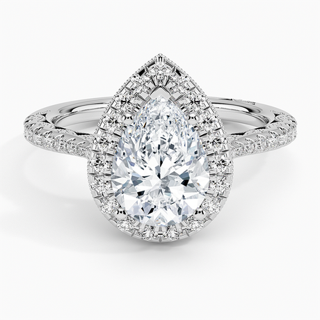 Halo Ring With Diamond Accented Gallery and Band