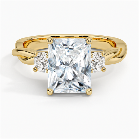 18K Yellow Gold Twisted Vine Three Stone Diamond Ring