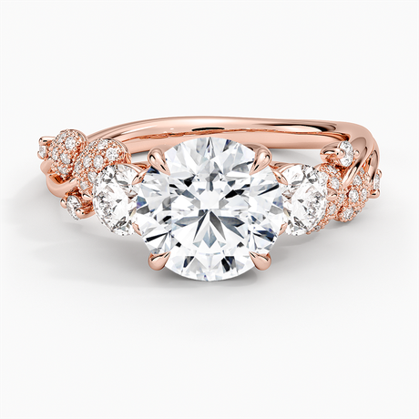 14K Rose Gold Canopy Three Stone Diamond Ring