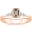 14K Rose Gold Nadia Diamond Ring with Petite Curved Wedding Ring