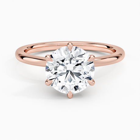 14K Rose Gold Petal Six Prong Diamond Ring