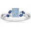 14K White Gold Willow Ring With Sapphire Accents, smalltop view