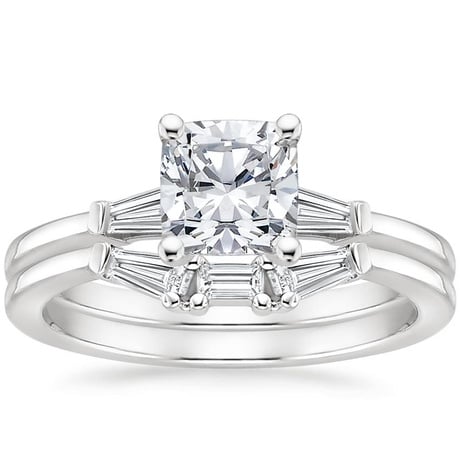 18K White Gold Tapered Baguette Diamond Bridal Set