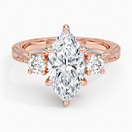 14K Rose Gold Elsie Three Stone Engraved Diamond Ring (1/3 ct. tw.)