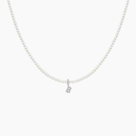 Cultured Pearl and Diamond Initial Necklace