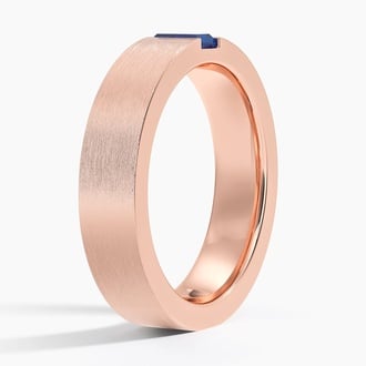 Luxe Apollo Sapphire 4.5mm Wedding Ring in 14K Rose Gold
