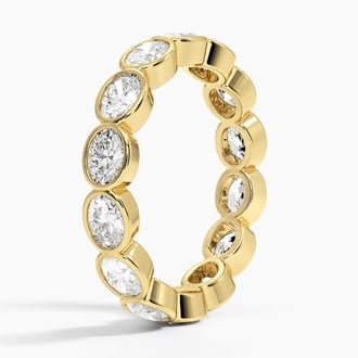 East-West Bezel Oval Eternity Lab Diamond Ring in 18K Yellow Gold