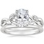 18K White Gold Budding Willow Ring with Petite Comfort Fit Wedding Ring