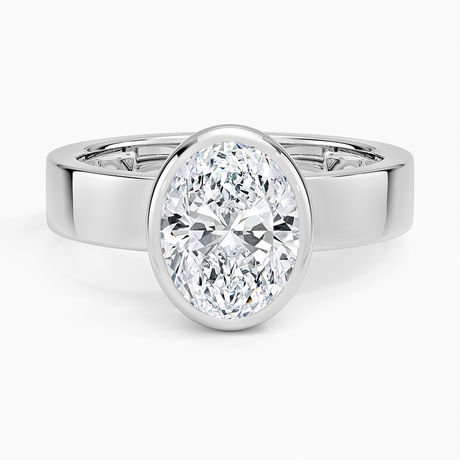 14K White Gold Peyton Bezel Diamond Solitaire Ring