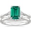 14K White Gold Trillion Three Stone Diamond Ring with Crescent Diamond Ring