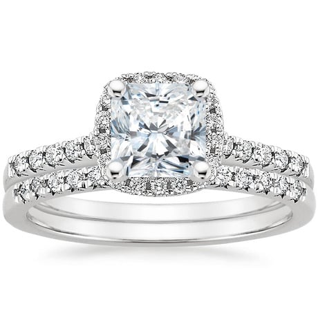 18K White Gold Odessa Diamond Ring (1/5 ct. tw.) with Sonora Diamond Ring (1/8 ct. tw.)