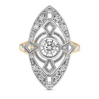 Custom Mixed Metal Shield Shape Diamond Ring
