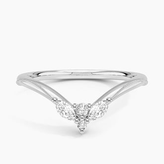 Camellia Milgrain Contoured Diamond Ring in Platinum