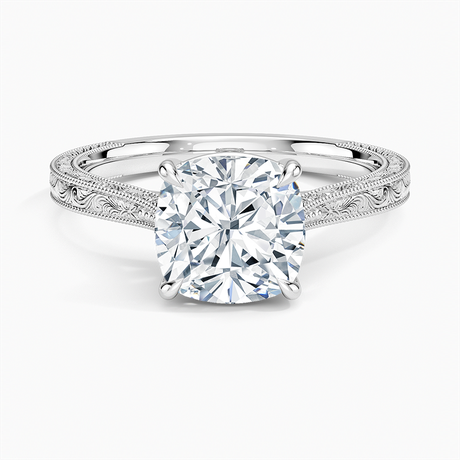 Platinum Elsie Engraved Ring