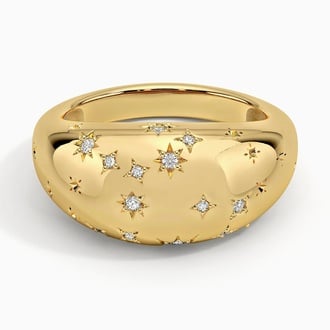 Taurus Zodiac Constellation Diamond Dome Ring