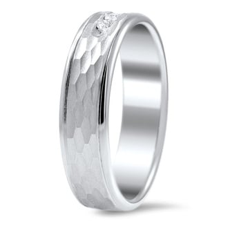 Custom Hammered Men's Channel Set Diamond Wedding Band