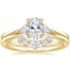 18K Yellow Gold Trillion Three Stone Diamond Engagement Ring with Hadley Contoured Diamond Ring