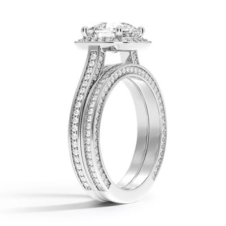 Custom Cushion Halo Double Band Diamond Ring