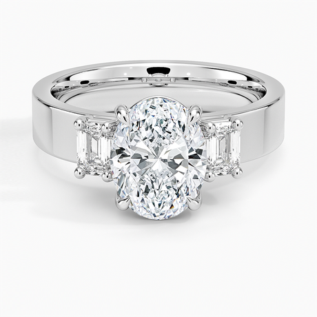 18K White Gold Peyton Emerald Cut Three Stone Diamond Ring (1/2 ct. tw.)