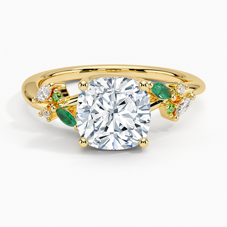 Arden Diamond Ring with Lab Emerald Accents - Brilliant Earth