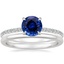 18K White Gold Demi Diamond Ring with Sapphire Accents (1/4 ct. tw.) with Petite Comfort Fit Wedding Ring