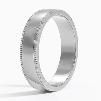 Mojave Milgrain Border 5mm Wedding Ring in 18K White Gold