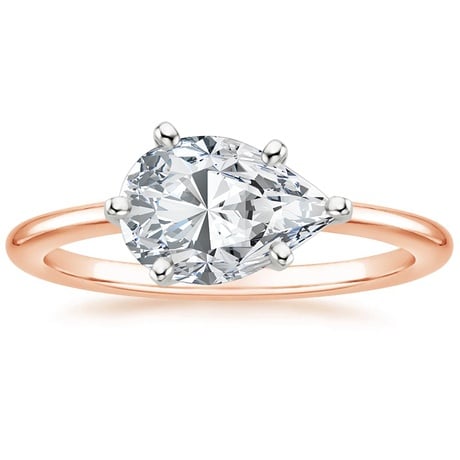 14K Rose Gold Horizontal Petite Comfort Fit Solitaire Ring