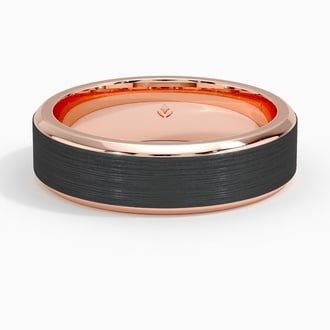Merle Black 6mm Wedding Ring in 14K Rose Gold