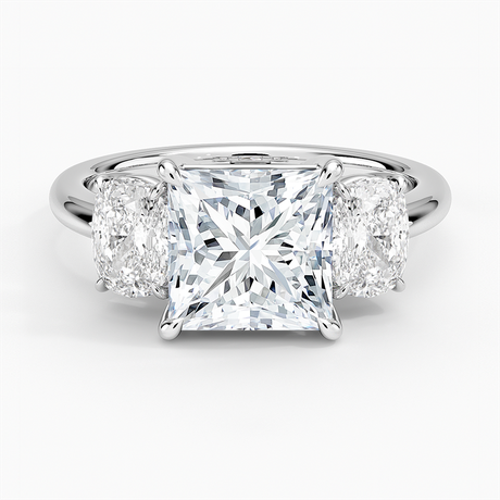 18K White Gold Luxe Faye Elongated Cushion Three Stone Diamond Ring (1 ct. tw.)