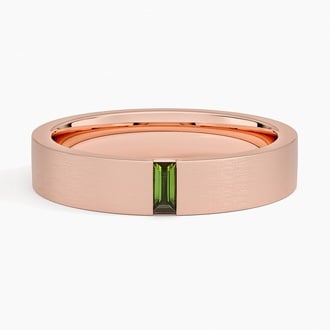 Apollo Green Tourmaline 4.5mm Wedding Ring in 14K Rose Gold