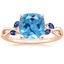 14K Rose Gold Willow Ring With Sapphire Accents, smalltop view