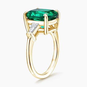 Symphony Three Stone Lab Emerald and Lab Diamond Cocktail Ring