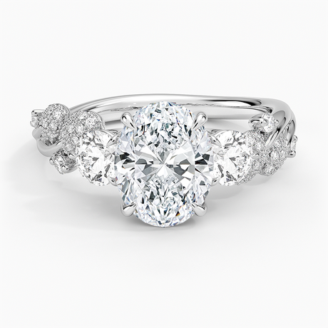 18K White Gold Canopy Three Stone Diamond Ring