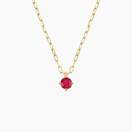 Lab Ruby Paperclip Chain Pendant