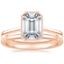 14K Rose Gold Petite Luna Bezel Ring with Petite Comfort Fit Wedding Ring