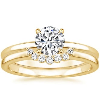 18K Yellow Gold Elodie Ring with Crescent Diamond Ring