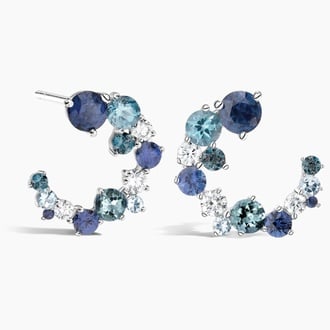 Blue Gemstone Hoop Earrings - Hydrangea Bouquet - Brilliant Earth
