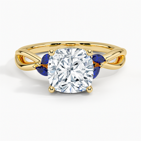 18K Yellow Gold Willow Ring With Sapphire Accents