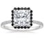 Platinum Waverly Halo Diamond Ring with Black Diamond Accents, smalltop view