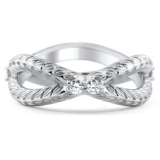 Custom Garland Cross Over Wedding Ring