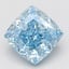 3.93 Ct. Fancy Vivid Blue Cushion Lab Grown Diamond