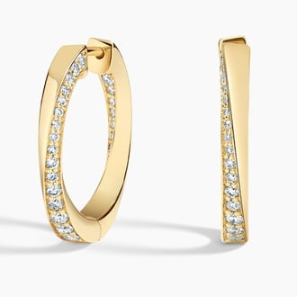 Fairmined Twist Diamond Hoop Earrings