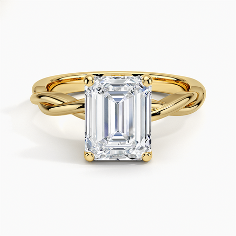18K Yellow Gold Twisted Vine Solitaire Ring