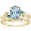 18K Yellow Gold Arden Diamond Ring with Lab Emerald Accents with Winding Willow Diamond Ring