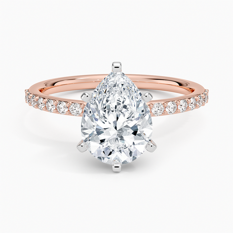 14K Rose Gold Petite Shared Prong Half Coverage Diamond Ring
